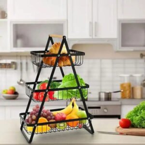 Organiseur de Cuisine 3 Étages – Panier à Fruits Amovible